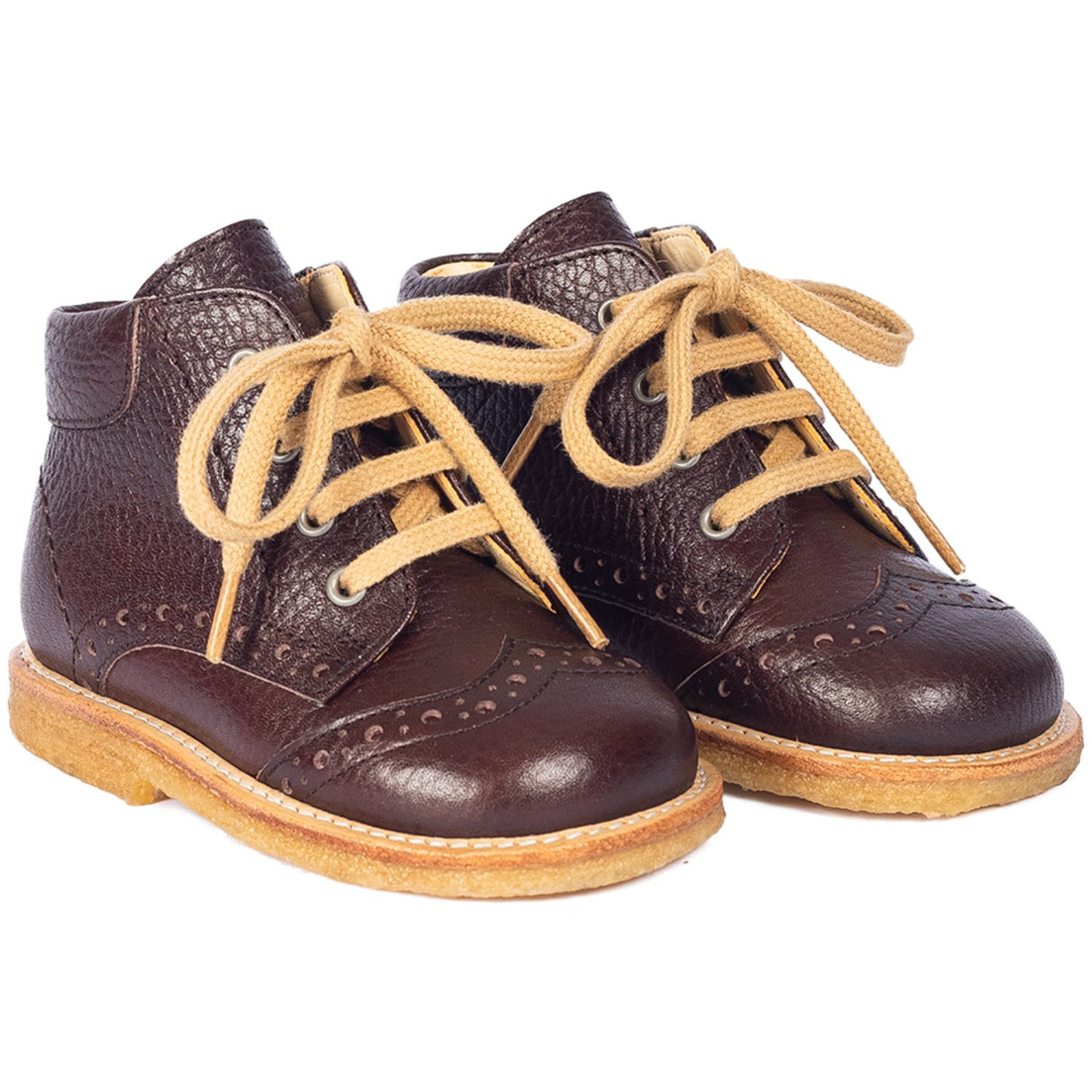 Angulus Dark Brown Klassisk Snøresko With Brogue Detaljer
