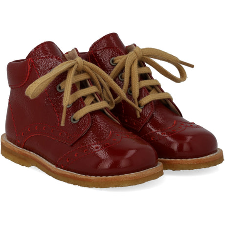 Angulus Cranberry Klassisk Snøresko With Brogue Detaljer