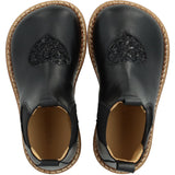 Angulus Black/Black Glitter/Black Elastic Chelsea Boot With Hjerte