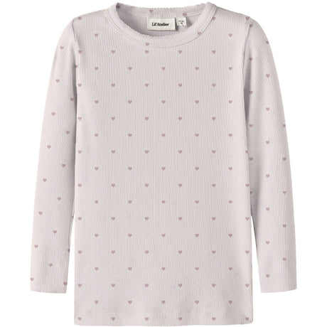 Lil'Atelier Hushed Violet Heart Nmfgago Ls Slim Top Lil Noos