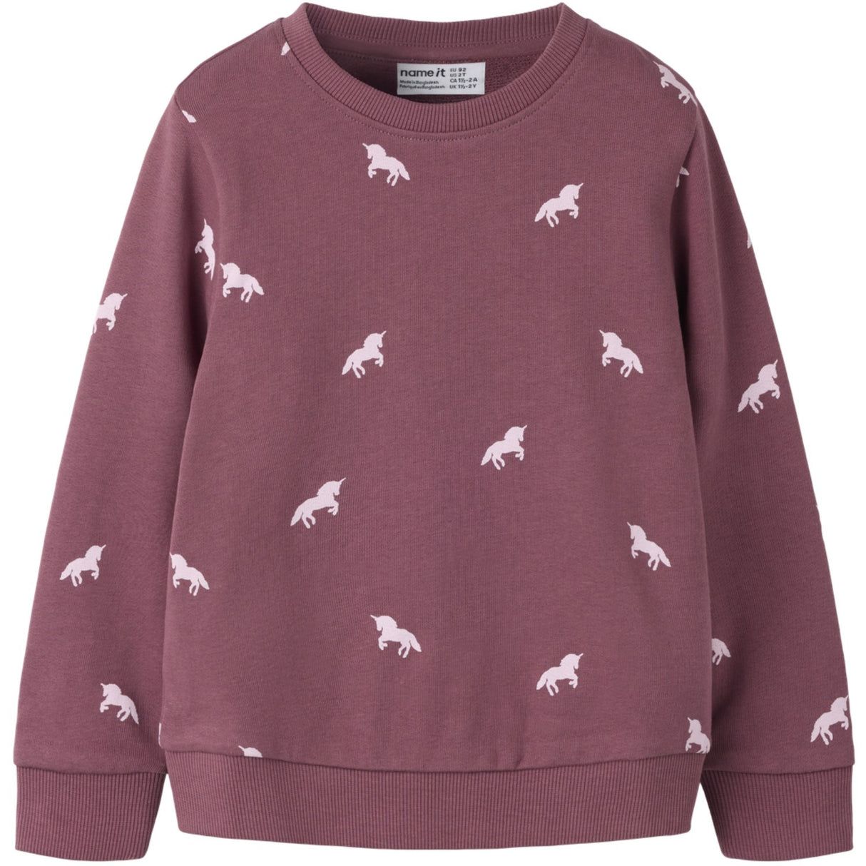 Name It Wild Ginger W. Parfait Pink Unicorns Nmfvalba Ls Sweat Unb Noos
