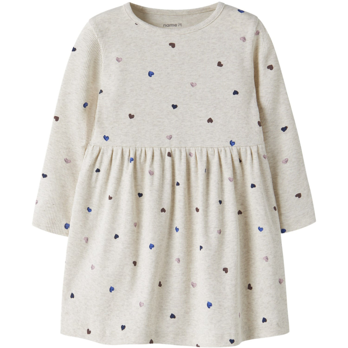 Name It Peyote Melange Hearts Nmfnutti Ls Dress Noos