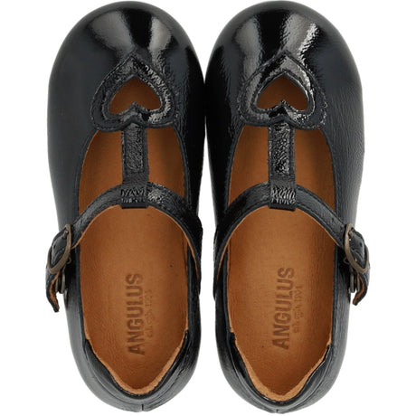 Angulus Black T-Bar Ballerina With Cut-Out Hjerte