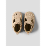 Name It Rose Smoke Metallic Heart Print Nbfrea Baby Shoe In Suede T-Strap Velcro