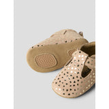 Name It Rose Smoke Metallic Heart Print Nbfrea Baby Shoe In Suede T-Strap Velcro