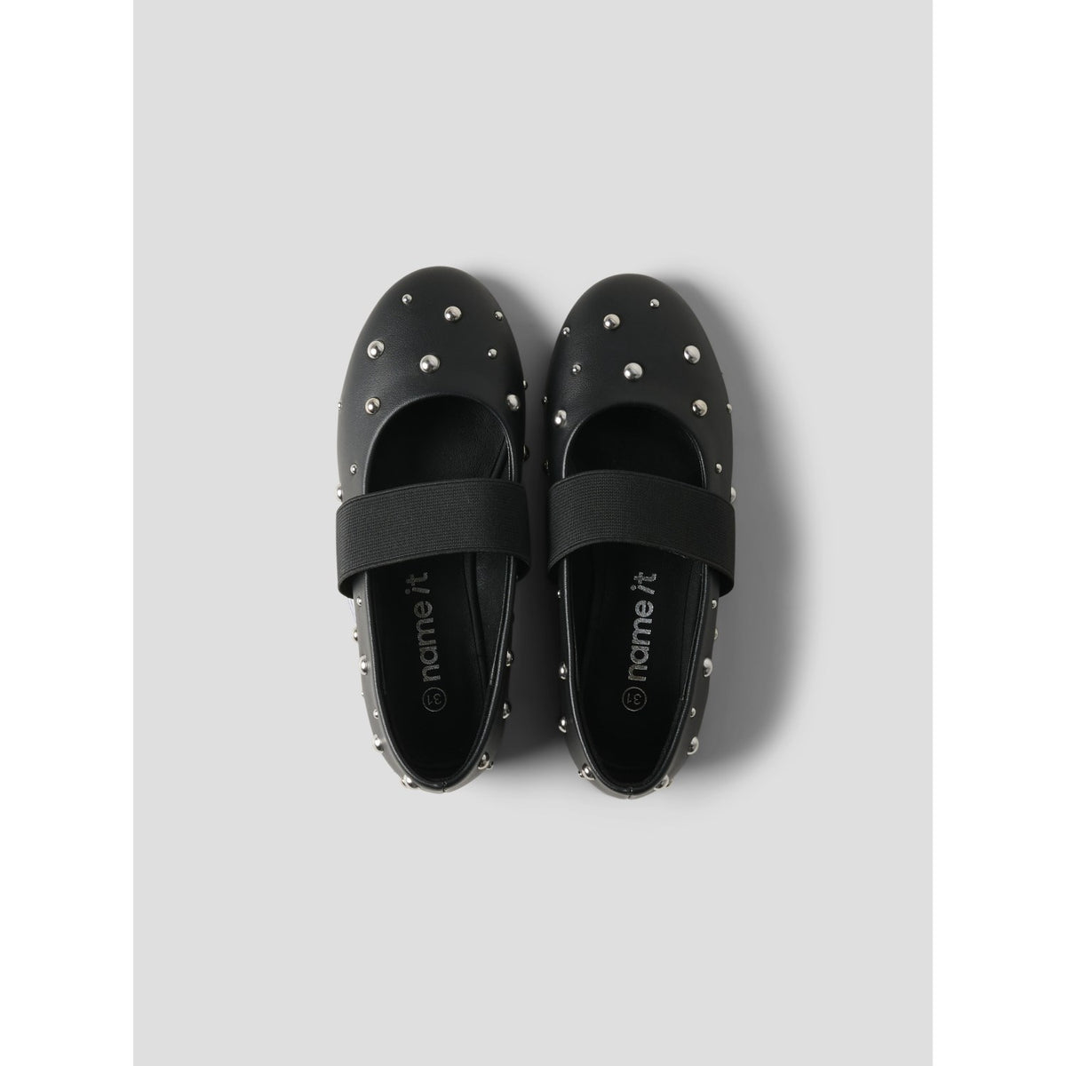 Name It Black Studs In Silver Nkfraya Ballerina