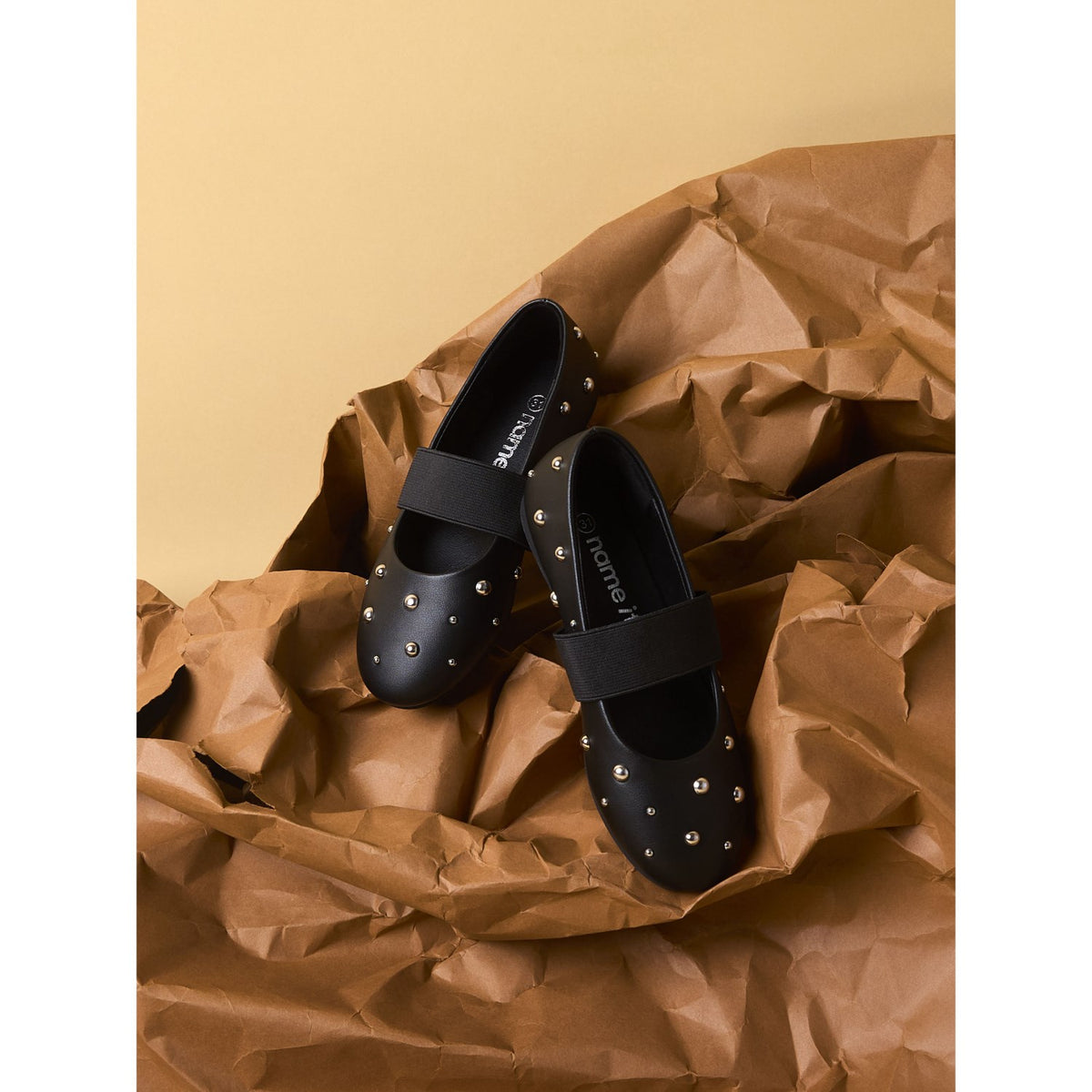 Name It Black Studs In Silver Nkfraya Ballerina