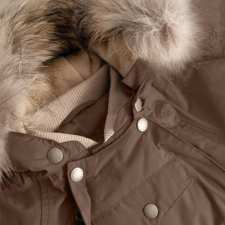 Mini A Ture Chestnut Brown Matwisti Fleece Lined Snowsuit Fur. Grs