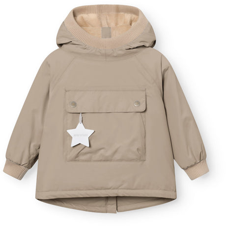 Mini A Ture Grey Brown Matbabywen Fleece Lined Winter Anorak. Grs