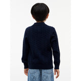 Tommy Hilfiger Dark Blue-Blue Cotton Cable Polo Sweater