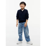 Tommy Hilfiger Dark Blue-Blue Cotton Cable Polo Sweater
