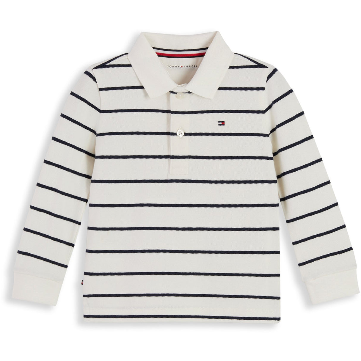 Tommy Hilfiger Off White Stripe-White Essential Regular Polo Ls