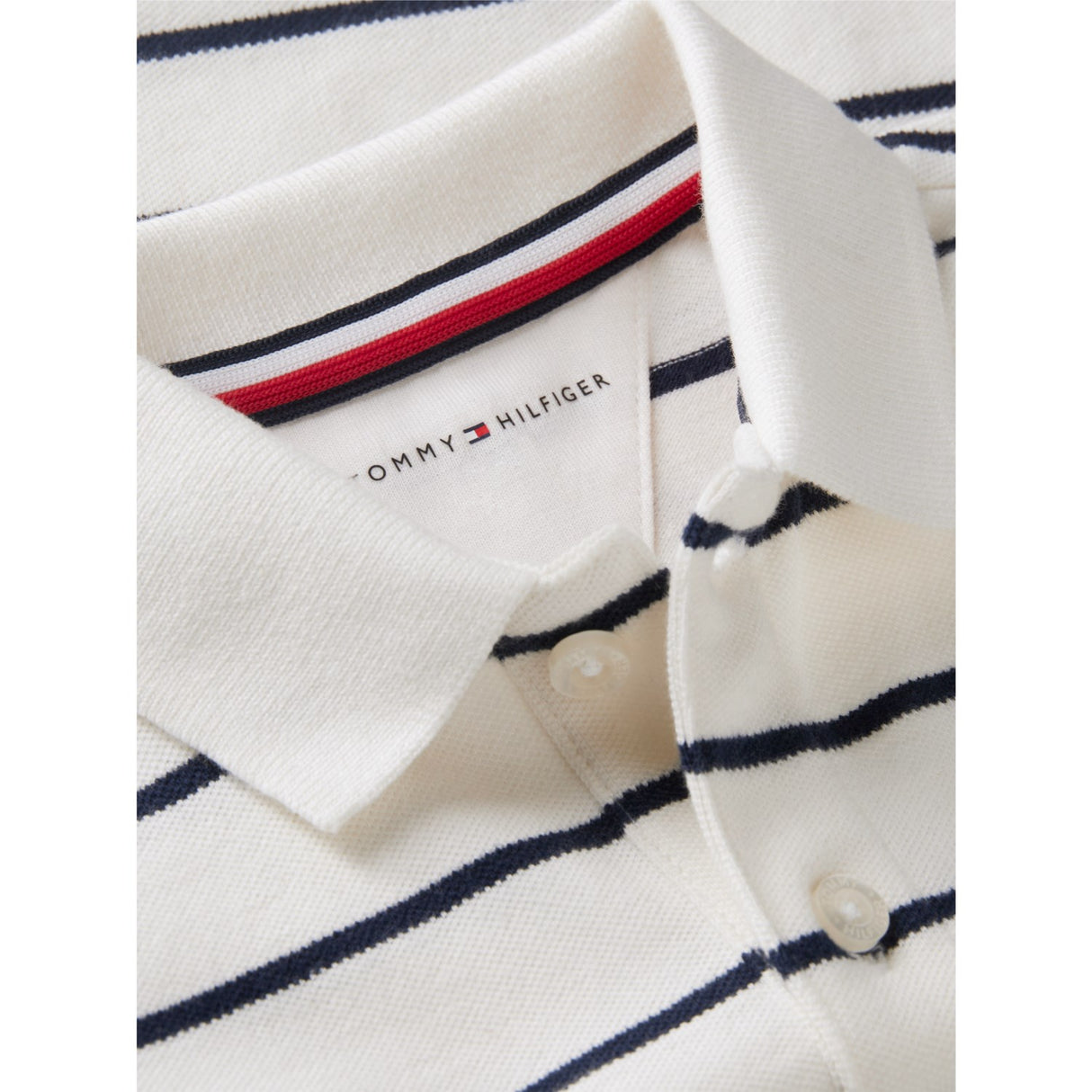 Tommy Hilfiger Off White Stripe-White Essential Regular Polo Ls