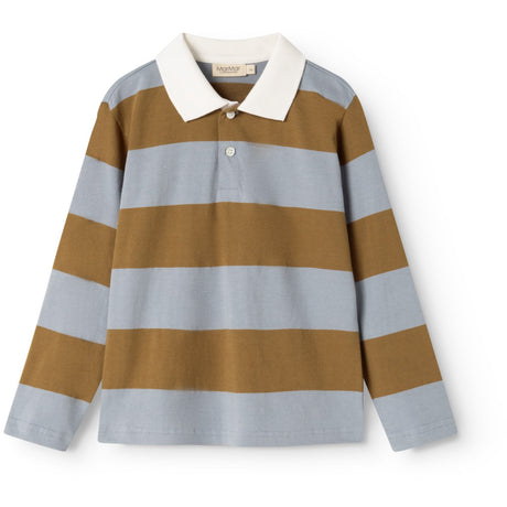 MarMar Cotton Jersey Monsoon Blue Stripe Tad Polo LS Blouse