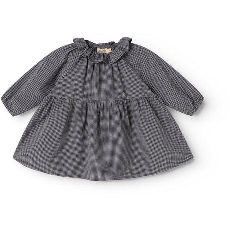 MarMar Cotton Seersucker Pigeon Blue Check Dawson Frill Dress