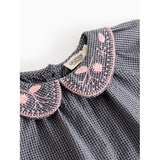 MarMar Cotton Seersucker Pigeon Blue Check Tully Blouse