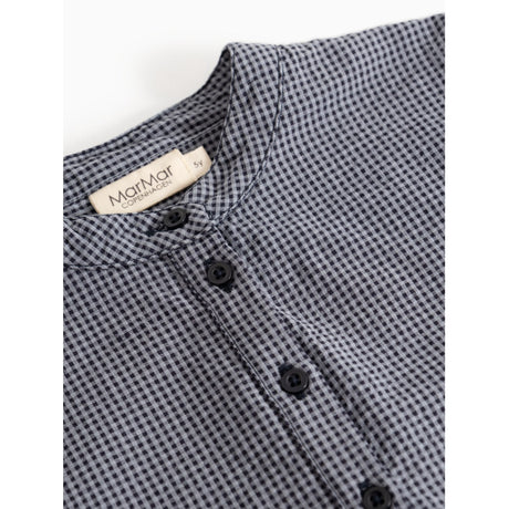 MarMar Cotton Seersucker Pigeon Blue Check Tokyo Shirt
