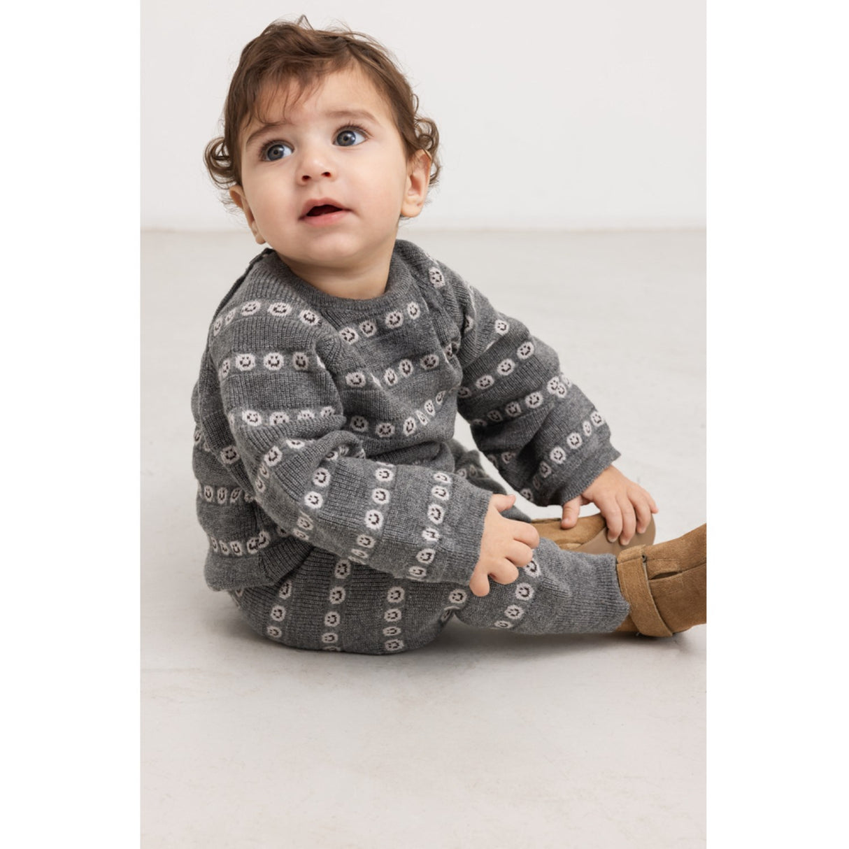 MarMar Light Cotton Wool Pattern Creamy Smiles Penn Knitted Pants