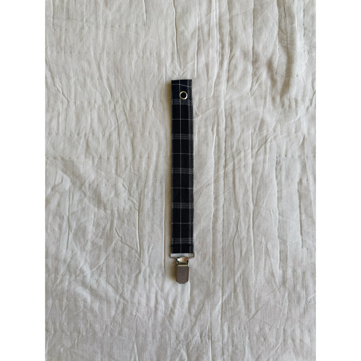 Lalaby Blue Check Pacifier Clip