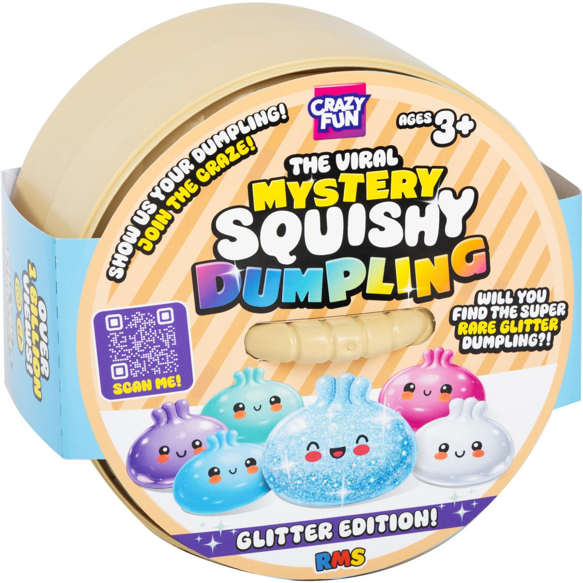 Squishy Dumplings Rainbow Glitter 10 Cm I CDU Assorteret
