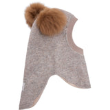 Huttelihut Camel Melange Balaclava Wool Alpaca Pompoms