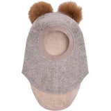 Huttelihut Camel Melange Balaclava Wool Alpaca Pompoms