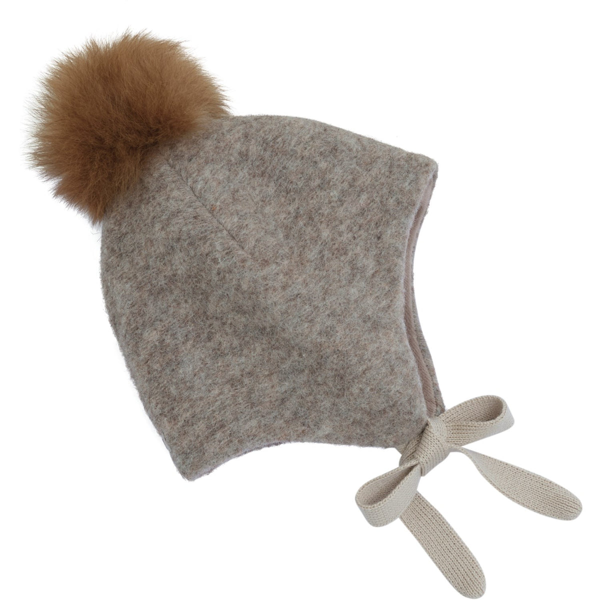 Huttelihut Camel Melange Bonnet Wool Alpaca Pompom
