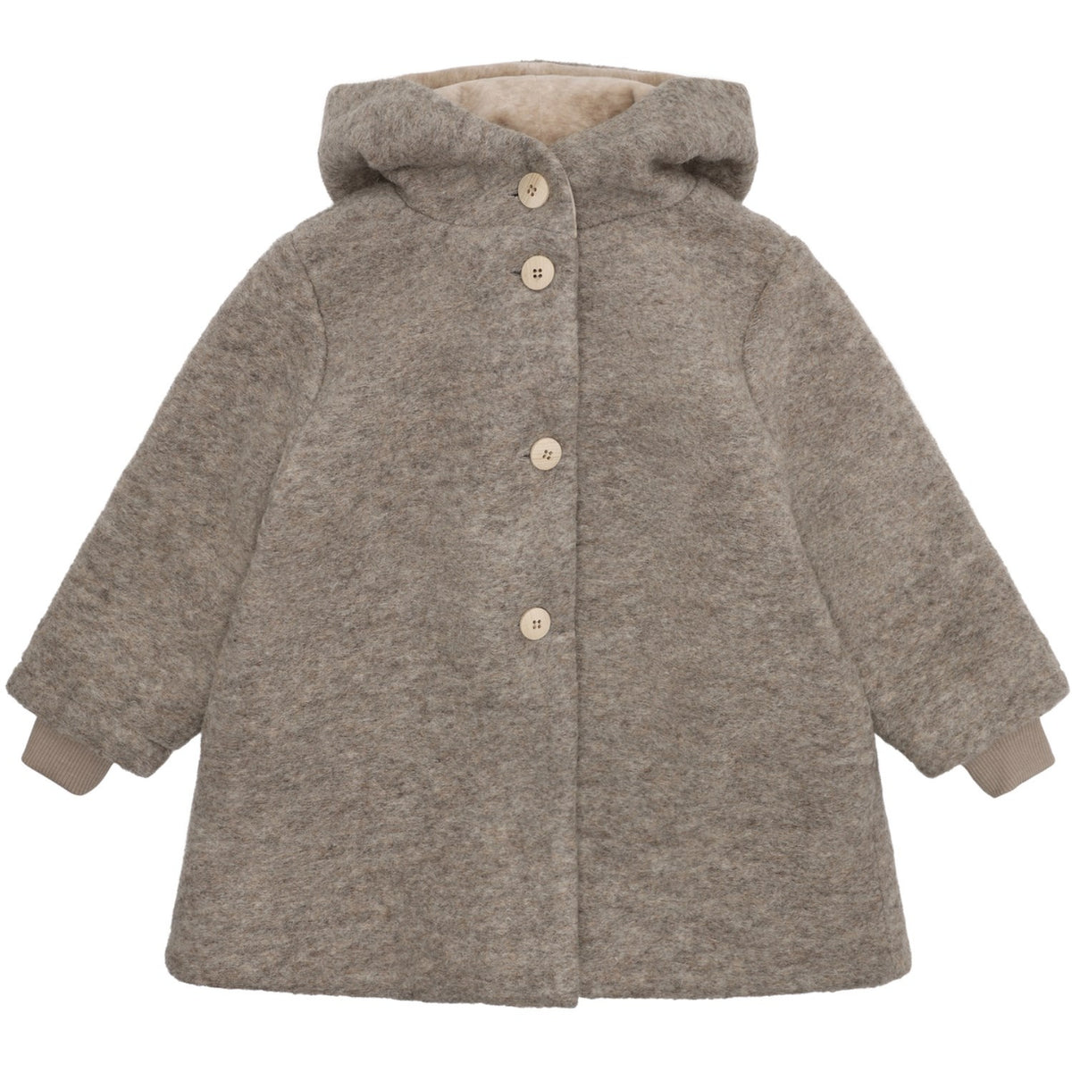 Huttelihut Camel Melange Coat Hood Wool W. Lining