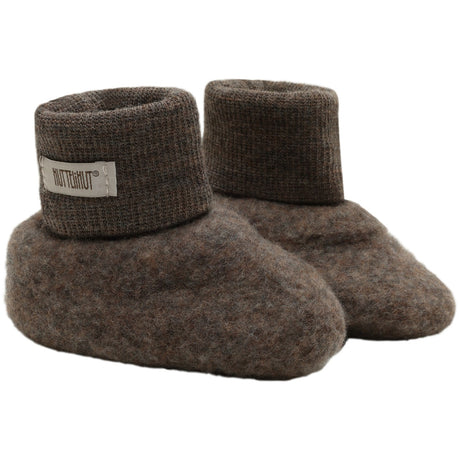 Huttelihut Brown Melange Footies Wool Fleece