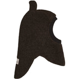 Huttelihut Dark Brown Melange Balaclava Ears Wool