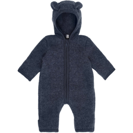 Huttelihut Ombre Blue Melange Pram Suit Ears Wool Fleece