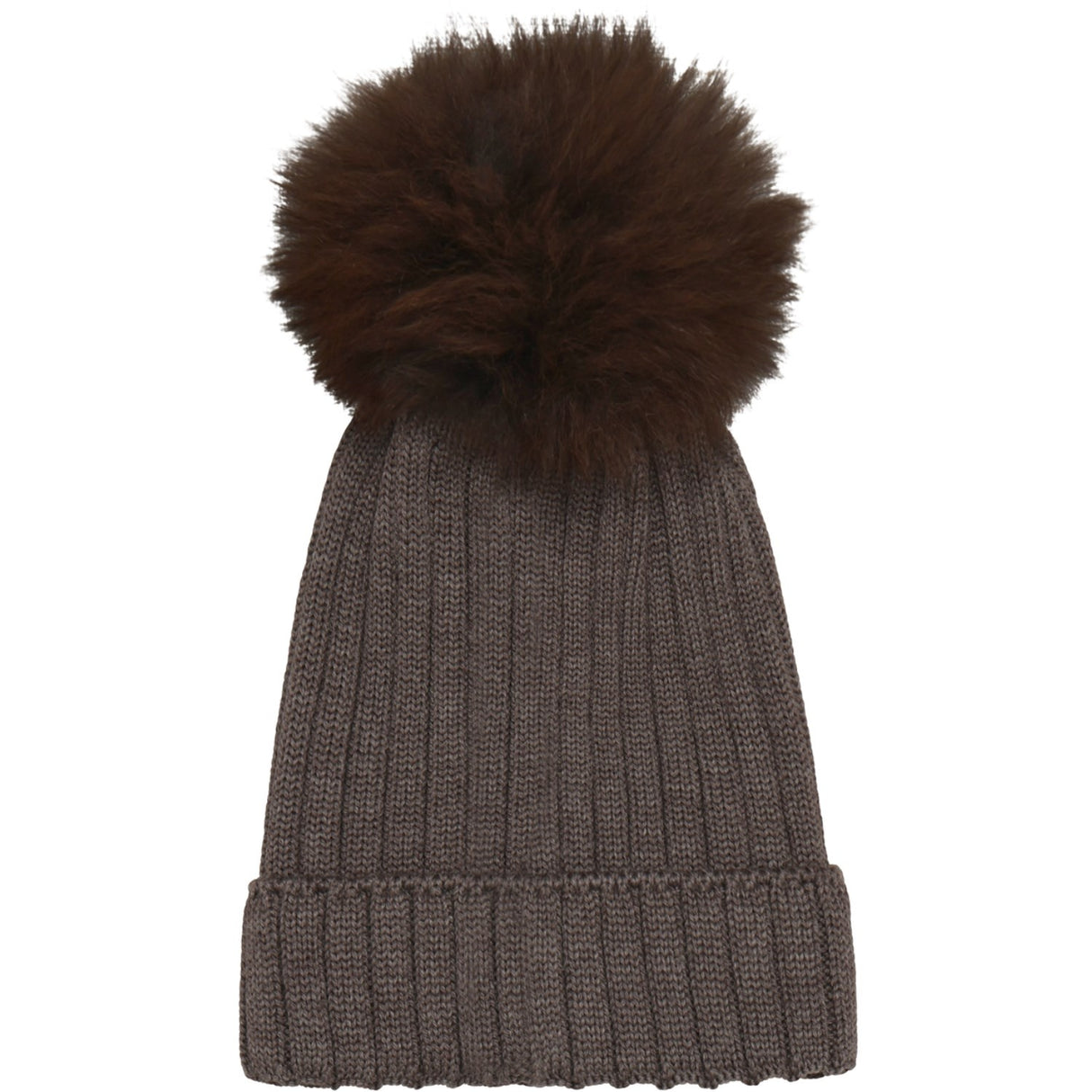 Huttelihut Brown Melange Hat Knit Alpaca Pompom