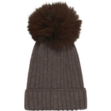 Huttelihut Brown Melange Hat Knit Alpaca Pompom