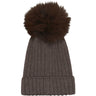 Huttelihut Brown Melange Hat Knit Alpaca Pompom