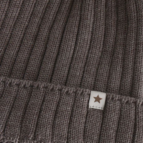 Huttelihut Brown Melange Hat Knit Alpaca Pompom