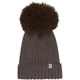 Huttelihut Brown Melange Hat Knit Alpaca Pompom