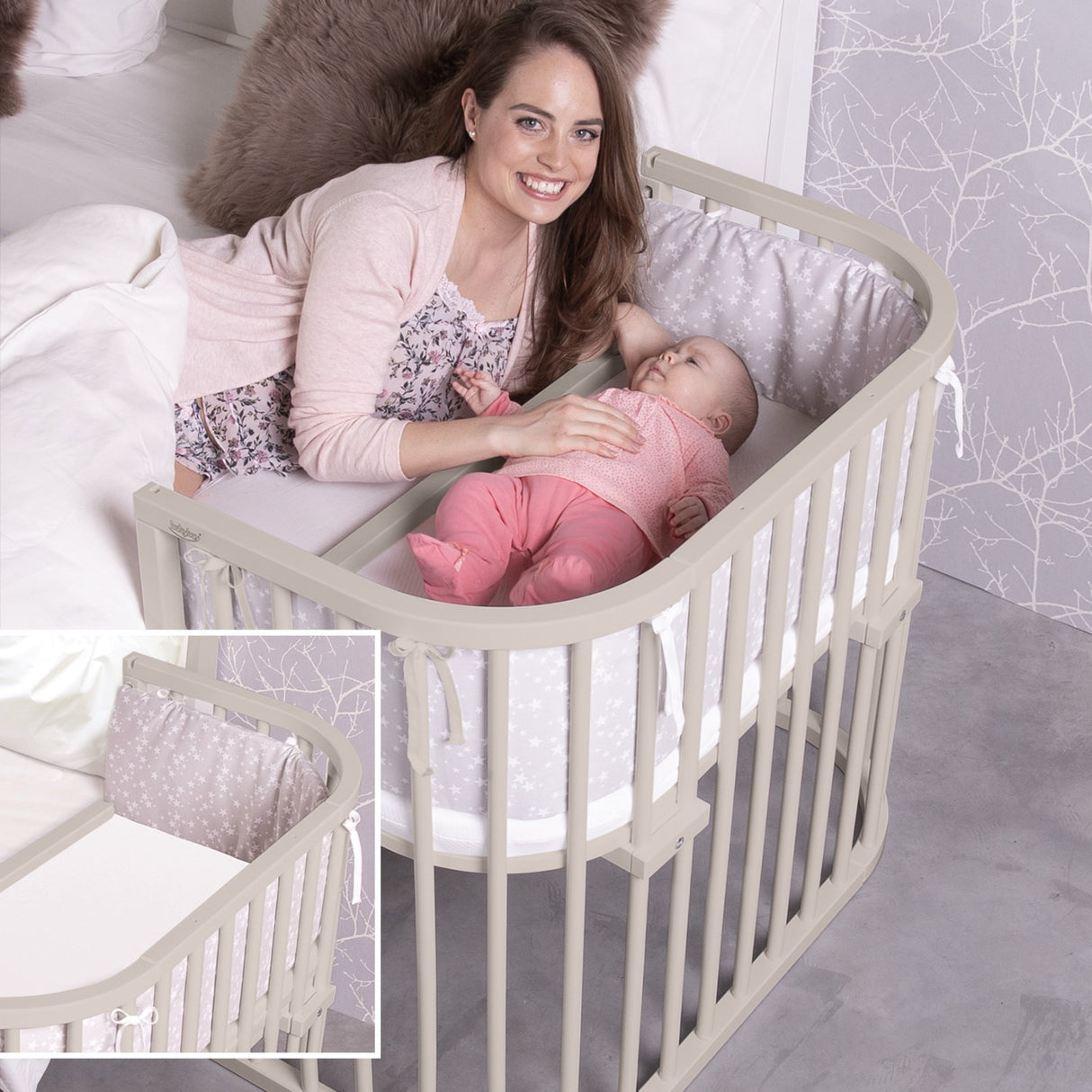 babybay® Beige Varnished Maxi Comfort Plus Co-sleeper