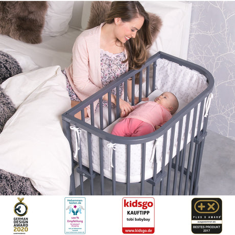 babybay® Grey Varnished Boxspring Comfort Plus Co-sleeper