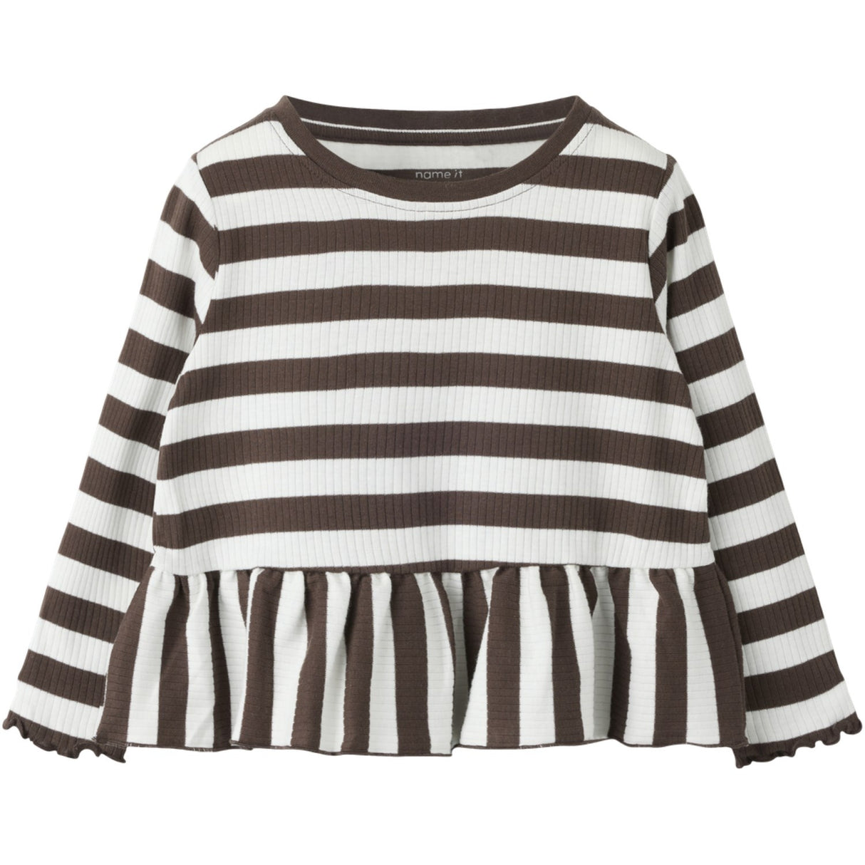 Name It Chocolate Brown Cloud Dancer Nmfnilje Ls Peplum Top