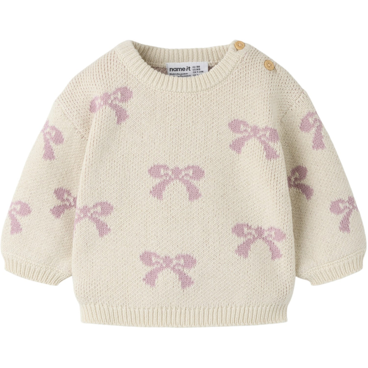 Name It Birch Bows In Mauve Shadows Nbfoana Ls Knit Box