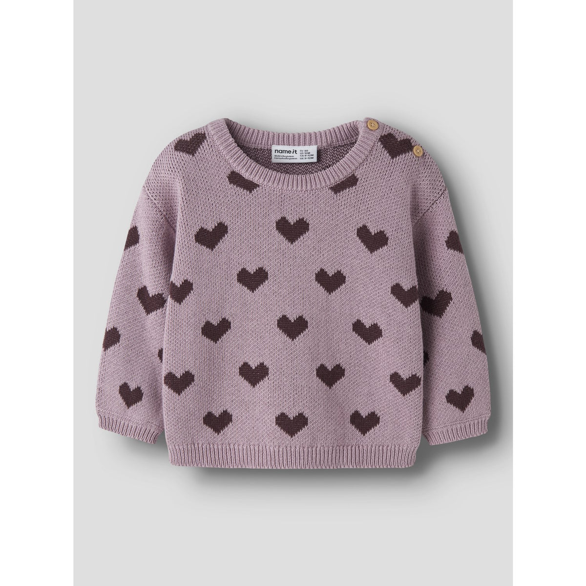 Name It Mauve Shadows Hearts In Catawba Grape Nbfoana Ls Knit Box