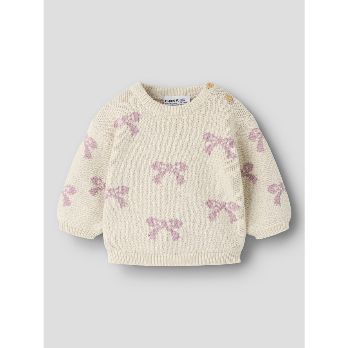 Name It Birch Bows In Mauve Shadows Nbfoana Ls Knit Box