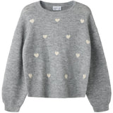 Name It Grey Melange Hearts In Birch Nkfogusse Ls Knit