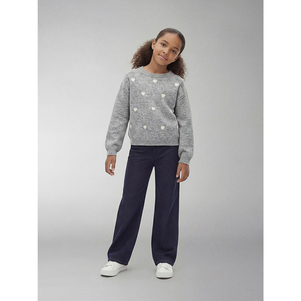 Name It Grey Melange Hearts In Birch Nkfogusse Ls Knit