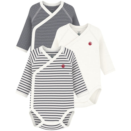 Petit Bateau Navy/White 3-Pack Long Sleeve Body