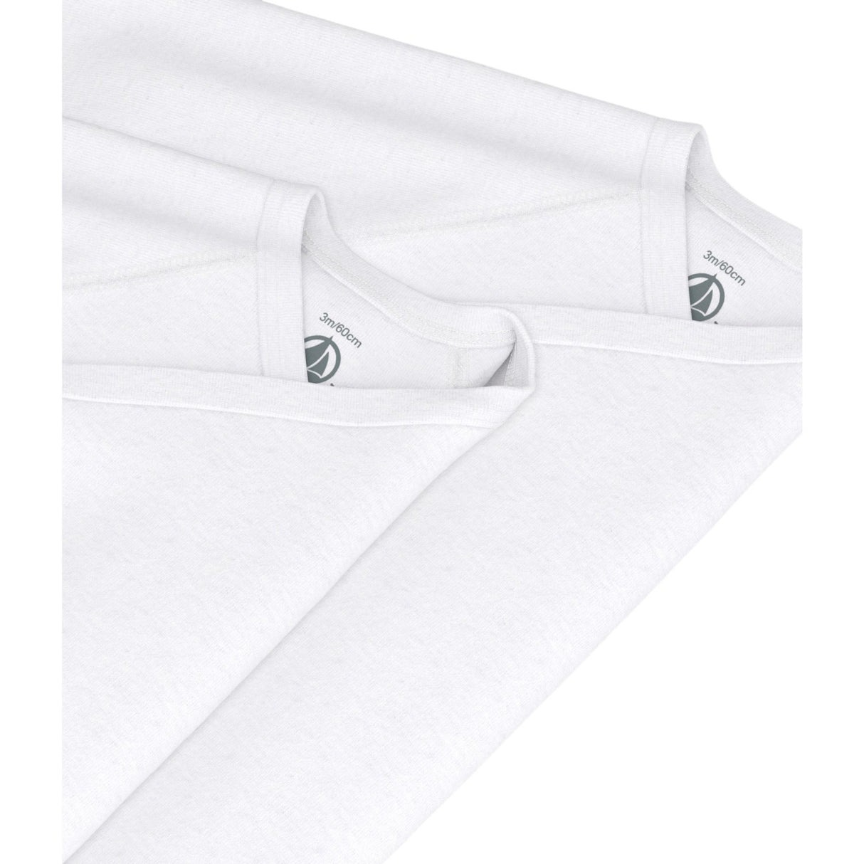 Petit Bateau White Long Sleeve Bodysuit 3-Pack