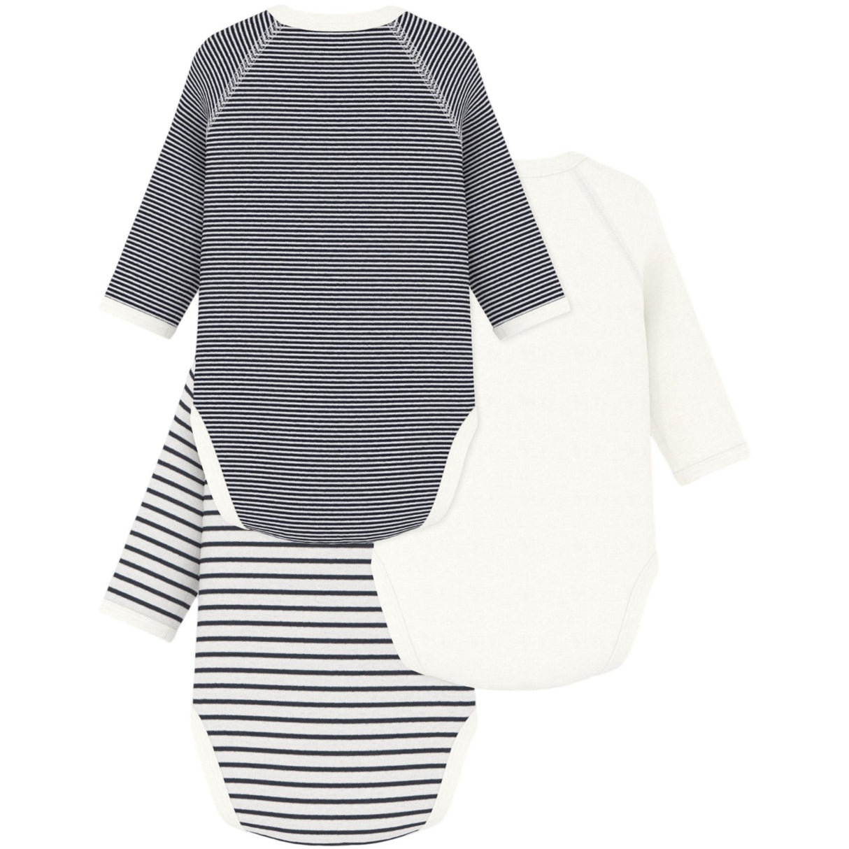 Petit Bateau Navy/White 3-Pack Long Sleeve Body
