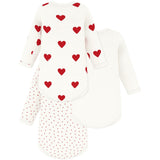 Petit Bateau Hearts/White Long Sleeve Body 3-Pack