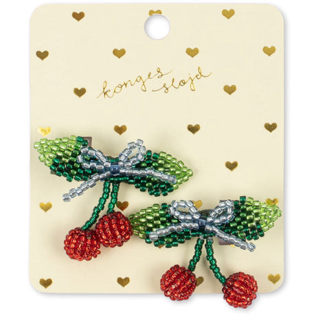Konges Sløjd Cherry 2 Pack Beaded Cherry Bow Hair Clip