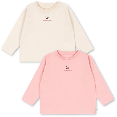 Konges Sløjd Pink Dolphin/Antique White 2 Pack Lin Ls Tee Gots